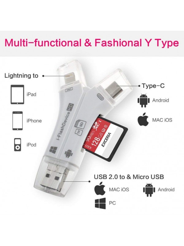 4 in 1 iPhone/Micro usb/USB - White