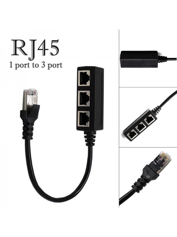 Splitter Ethernet RJ45 Cable Adapter Black