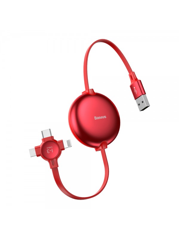 Baseus 3 in 1 USB Retractable Cable Red