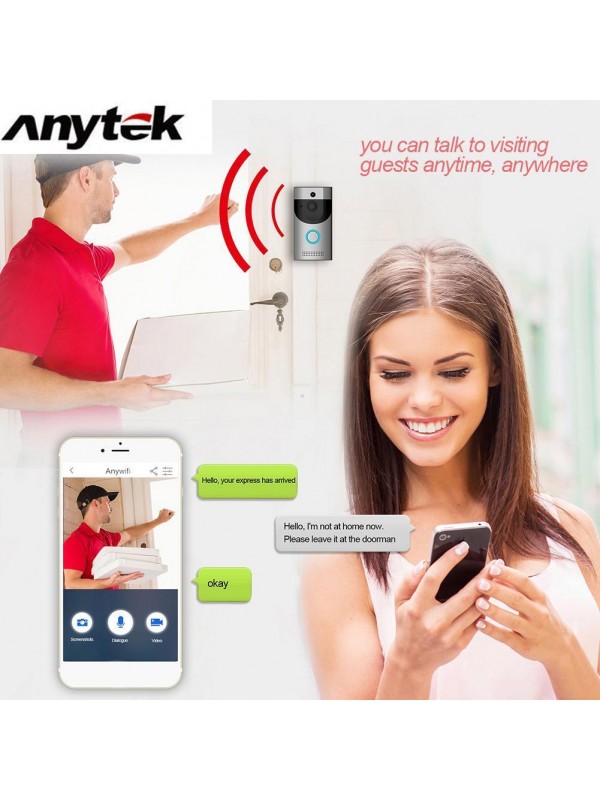 Anytek B30 Video Doorbell - UK Plug, Silver