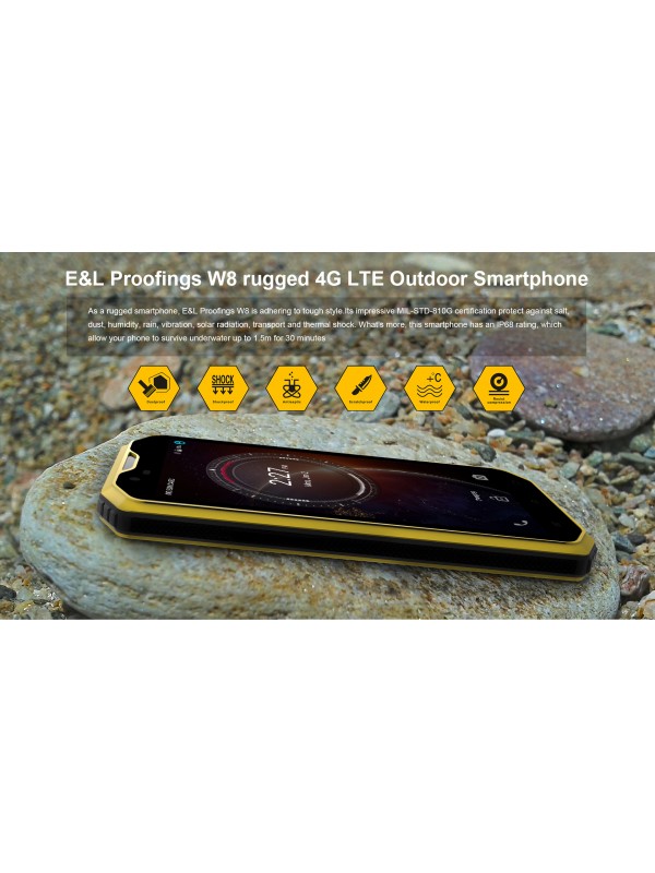 EL W8 2GB RAM 16GB ROM Rugged Phone - Yellow
