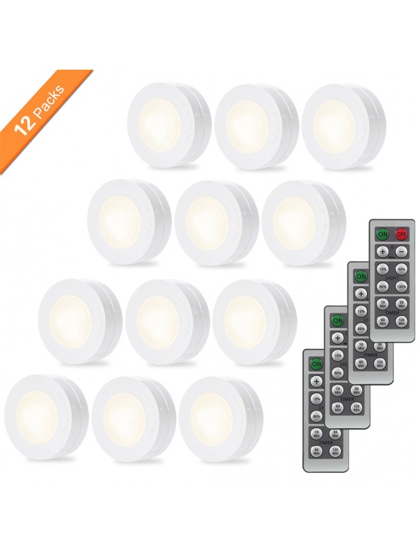Wireless LED Puck Light Set with Dimmer Timer