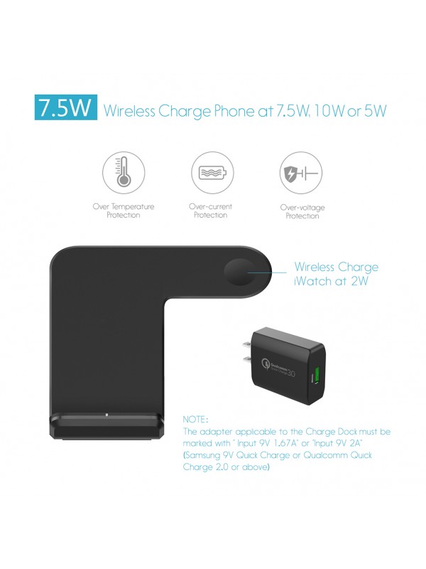 2-in-1 Qi Wireless Fast Charger Blcak