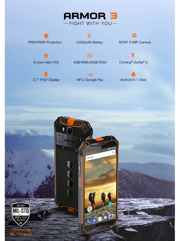 Ulefone Armor 3 4+64GB Rugged Phone - Black