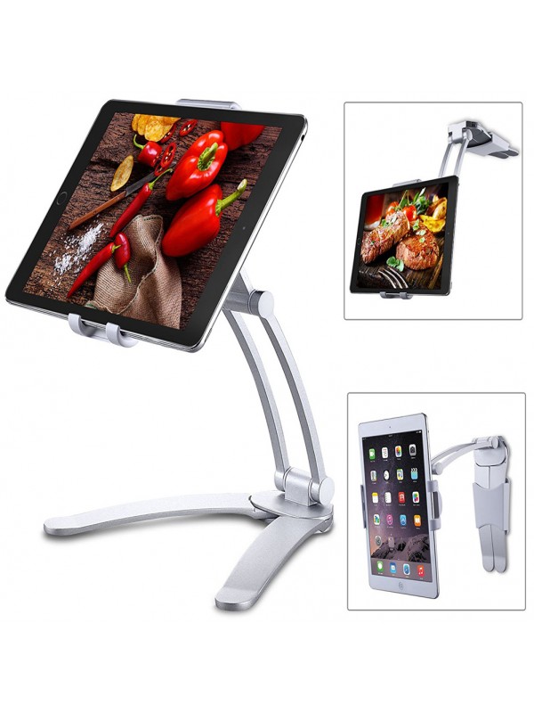 Kitchen Tablet iPad Holder Wall Mount -Silver