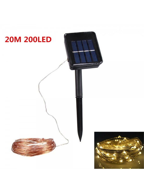 20M Solar Powered Copper Wire String Light