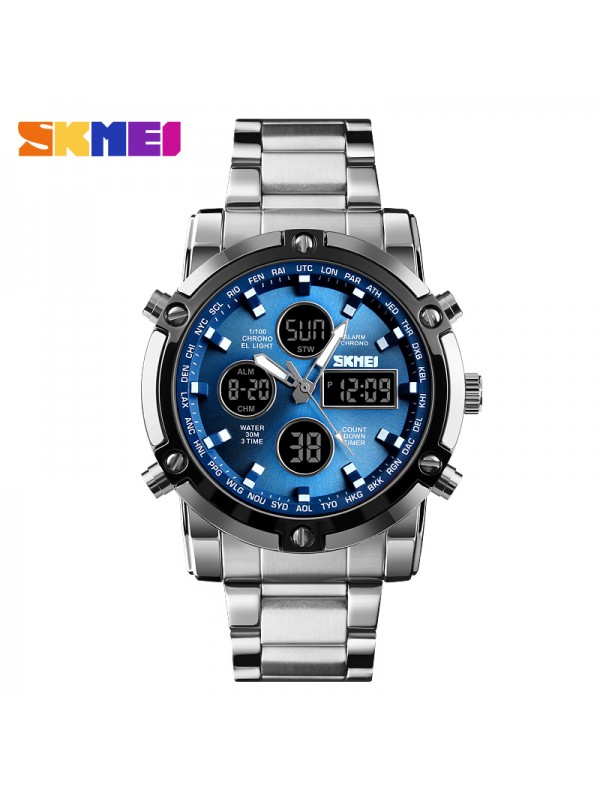 SKMEI Casual Sports Watch - Silver shell blue
