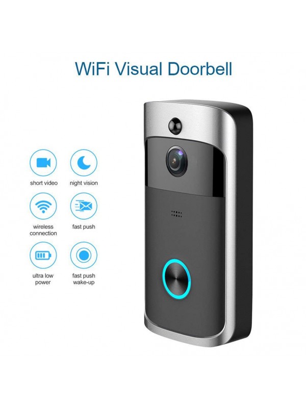 Silver Black Mini Smart Video  WiFi DoorBell
