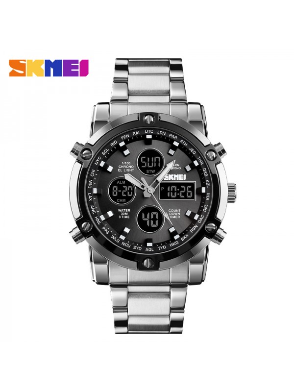 SKMEI Sports Watch - Silver shell black dial