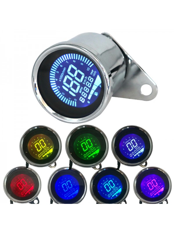 7 Colors LCD 12V Motorcycle Speedometer