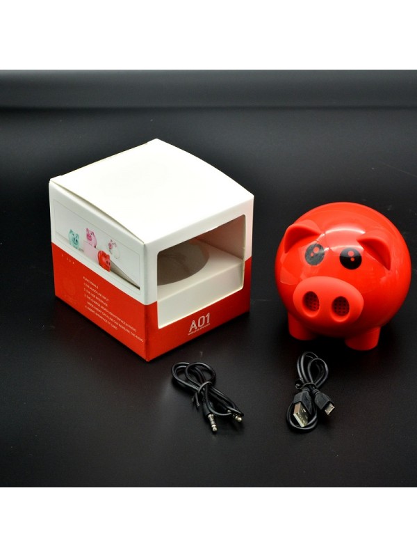 Wireless Cute Pig Bluetooth Speaker - Red