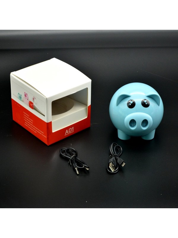 Wireless Cute Pig Bluetooth Speaker - Blue