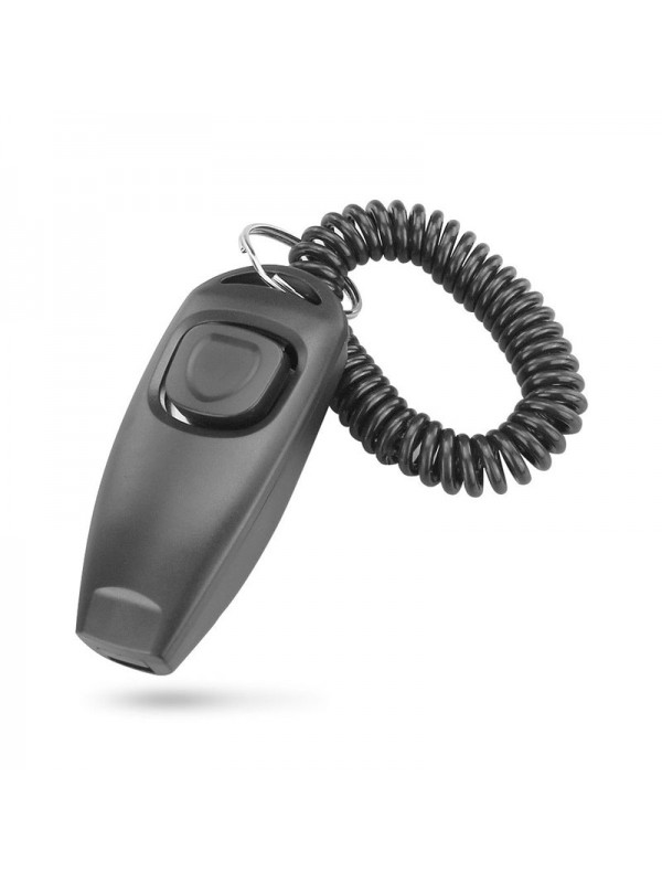 2 In 1 Pet Training Whistle Clicker - Black