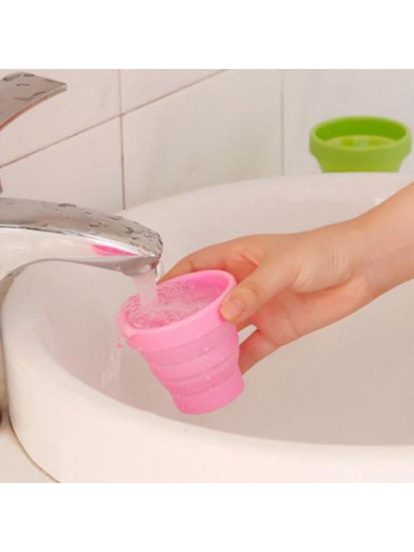 Retractable Folding Silicone Water Cup -Pink