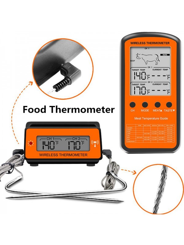 Black Wireless Remote Food Thermometer -50~30