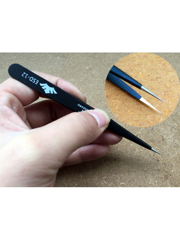 Curved Tips Flat Tweezers ESD-12, Tip Mouth