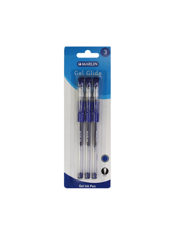 Marlin Gel Glide Gel Ink Pens 3's Blue