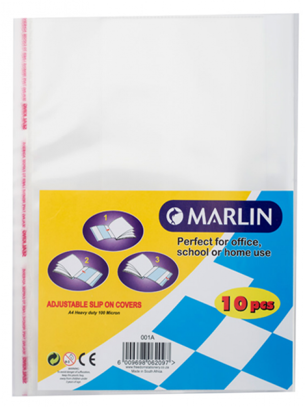 Marlin Slipon Book Covers A4 10's 120micron