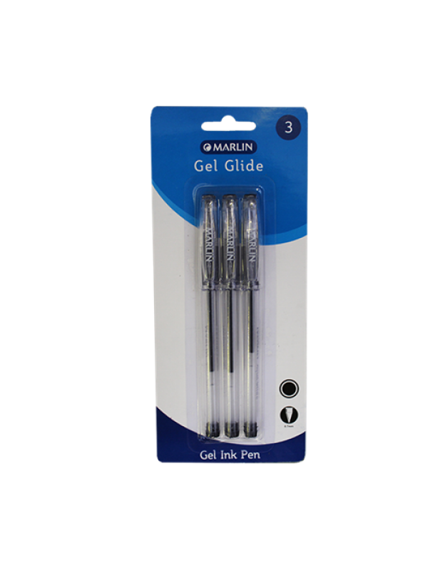 Marlin Gel Glide Gel Ink Pens 3's Black