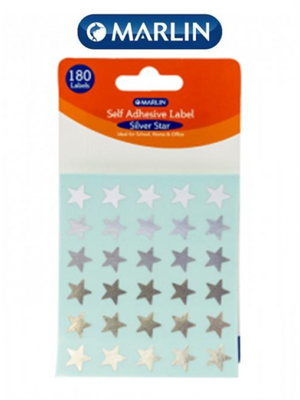 Marlin Self Adhesive Labels 180 Silver stars