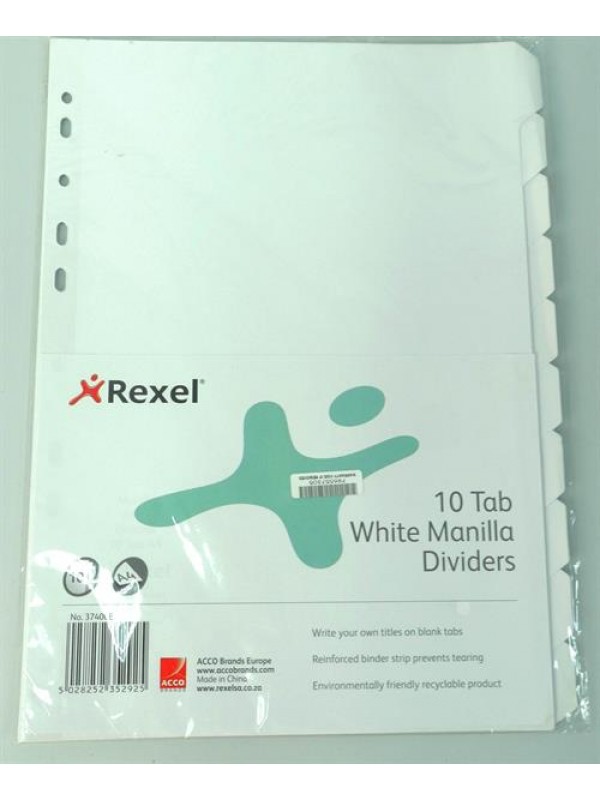 Rexel A4 White File Divider Board Tab 1