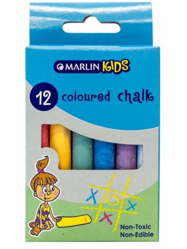 Marlin Kids Coloured Chalk Pack of 12 Non