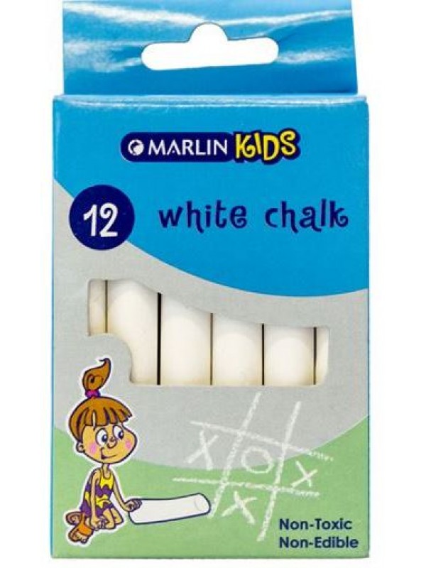Marlin Kids White Chalk Pack of 12 Non