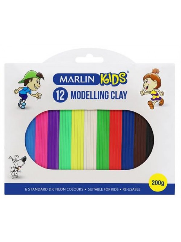 Marlin Kids Modelling Clay 200g 12 Colours â€“Non