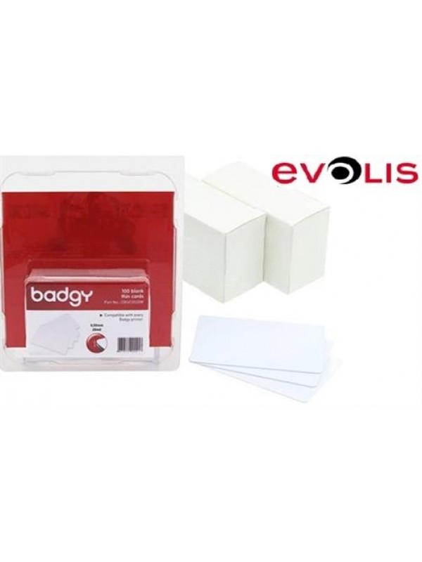 Evolis CR80 Blank 100 Pack PVC White Cards