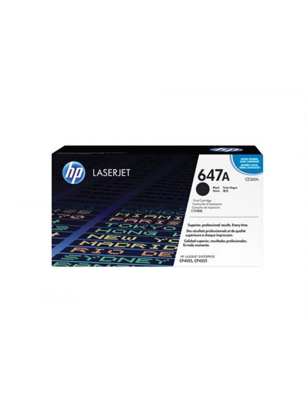 HP 647A Black Toner Cartridge; For use with HP