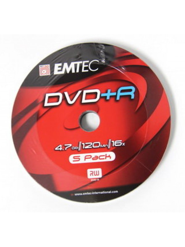 Emtec DVD+R 16X Speed 5pk Non