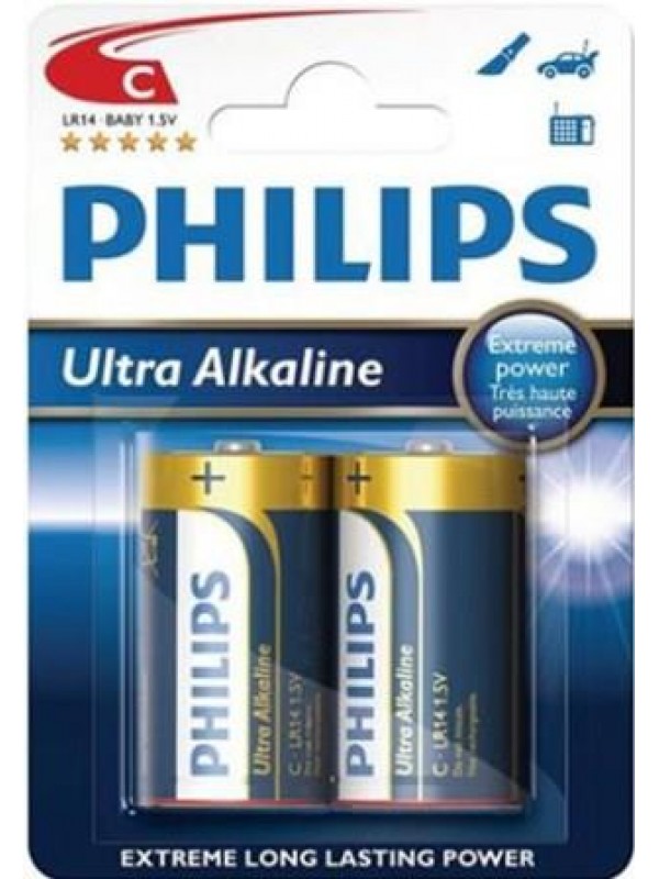 Philips Ultra Alkaline Battery LR14E2B 2 x Type C