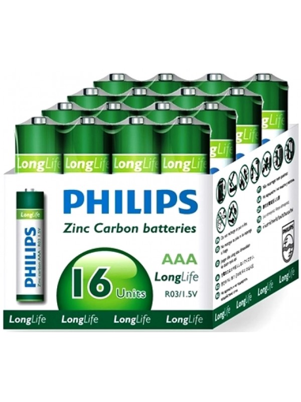 Philips LongLife Battery 16 x R03L16F AAA Zinc