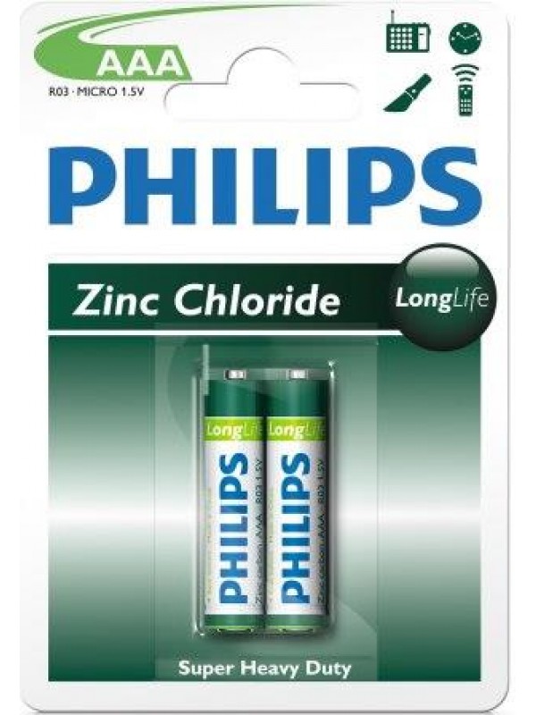 Philips LongLife Battery 2 X R03L2B AAA Zinc