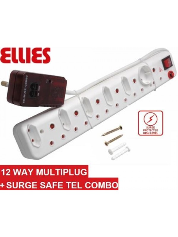 Ellies 12 Way Surge Safe Tel Combo Power