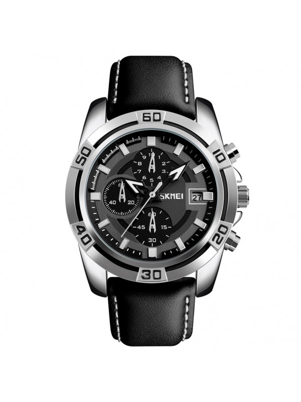 Men Fashion Luxury Quartz Wristwatch Silver