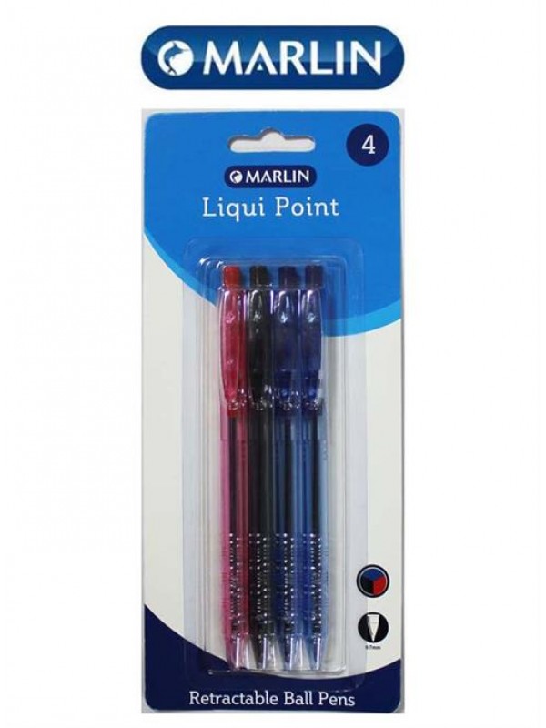 Marlin Liqui Point Retractable Pens 4 assorted â€“